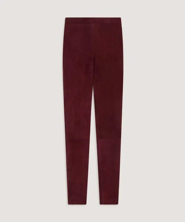 Rodier Leggings pelle agnello rosso bordeaux elasticizzati