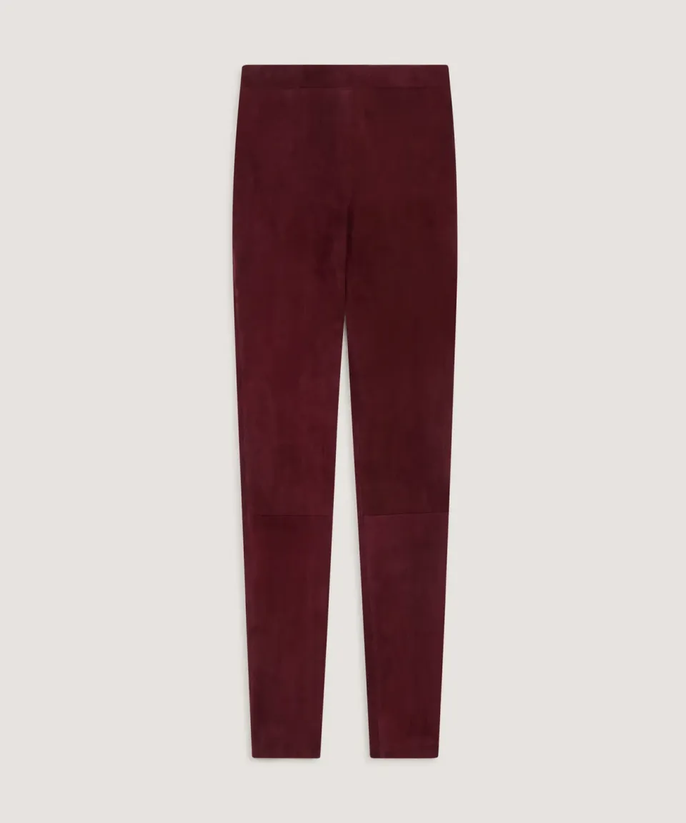 Rodier Leggings pelle agnello rosso bordeaux elasticizzati