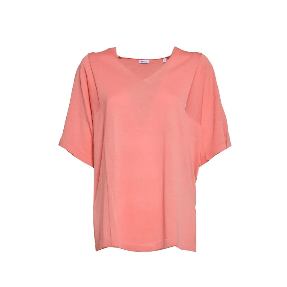 Aspesi 3487M127 T-shirt Maglia Corallo 40 Cotone Seta