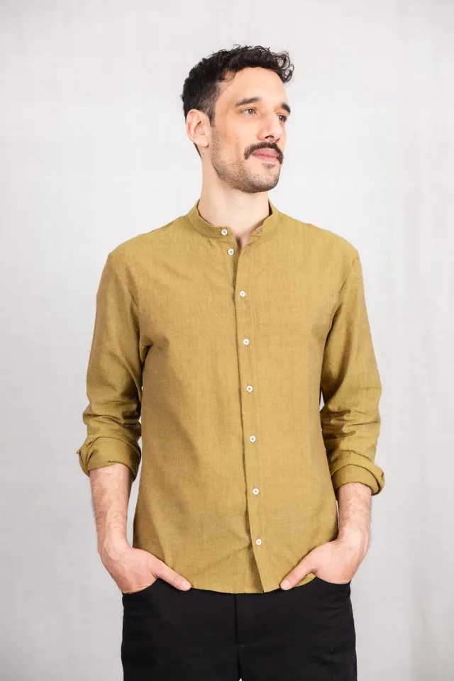 Jyoti Fair Works Harish camicia uomo dijon collo coreano