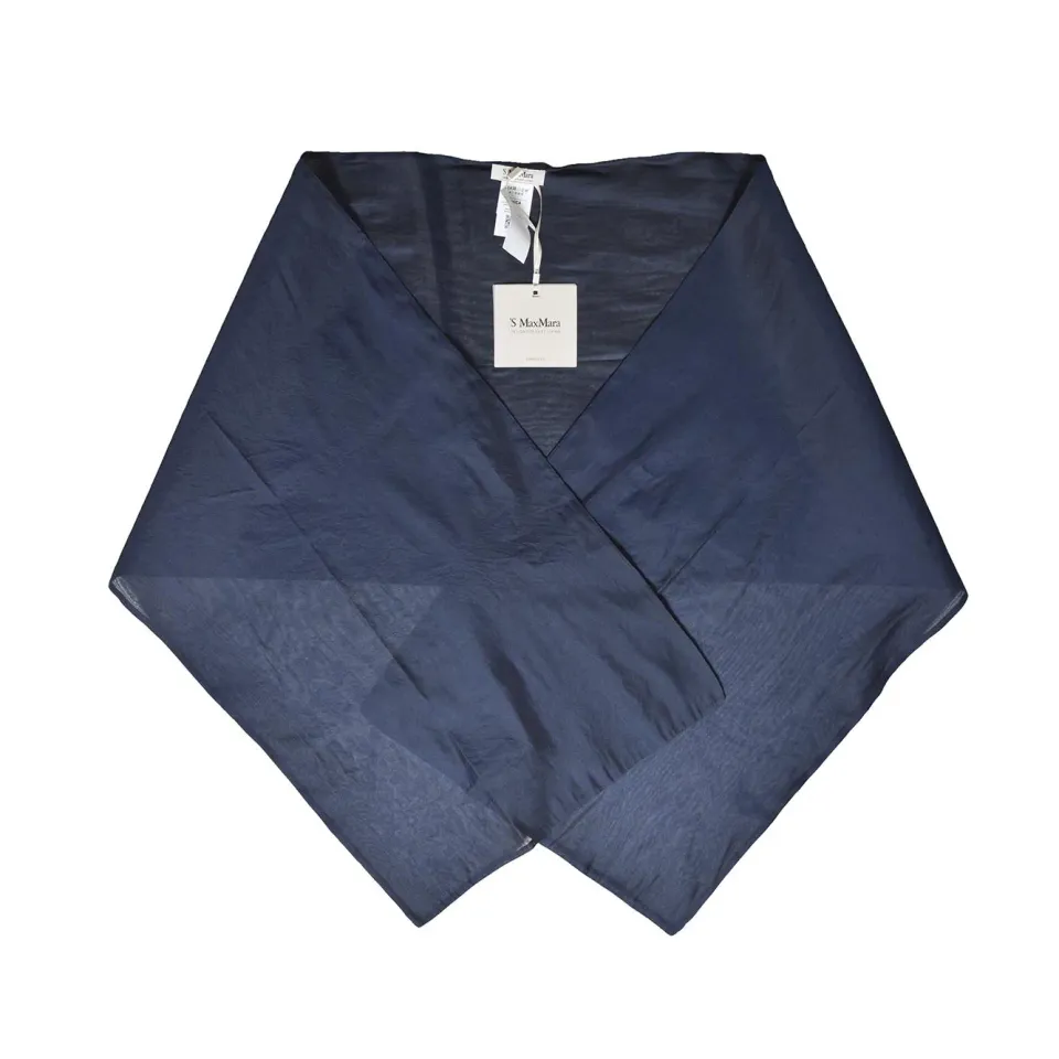 MaxMara Timeless Rose foulard blu navy seta