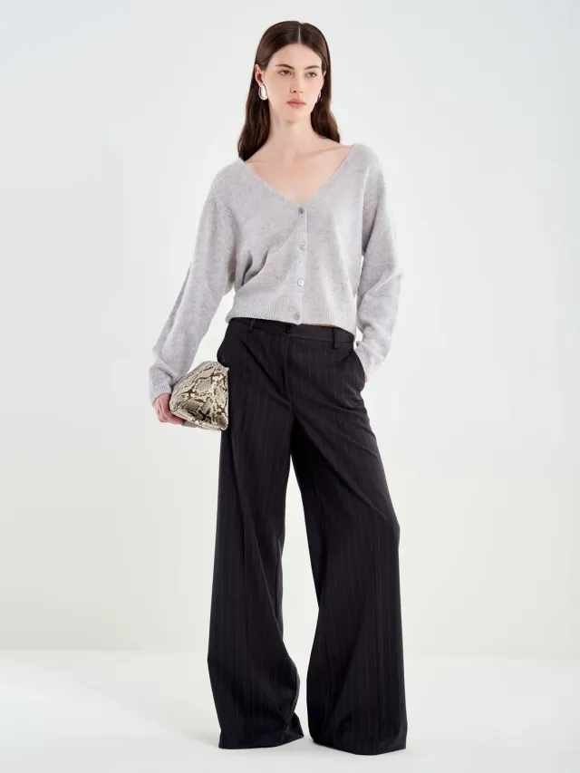 Vicolo TAC1546095ACASF pantalone gessato wide leg asfalto S
