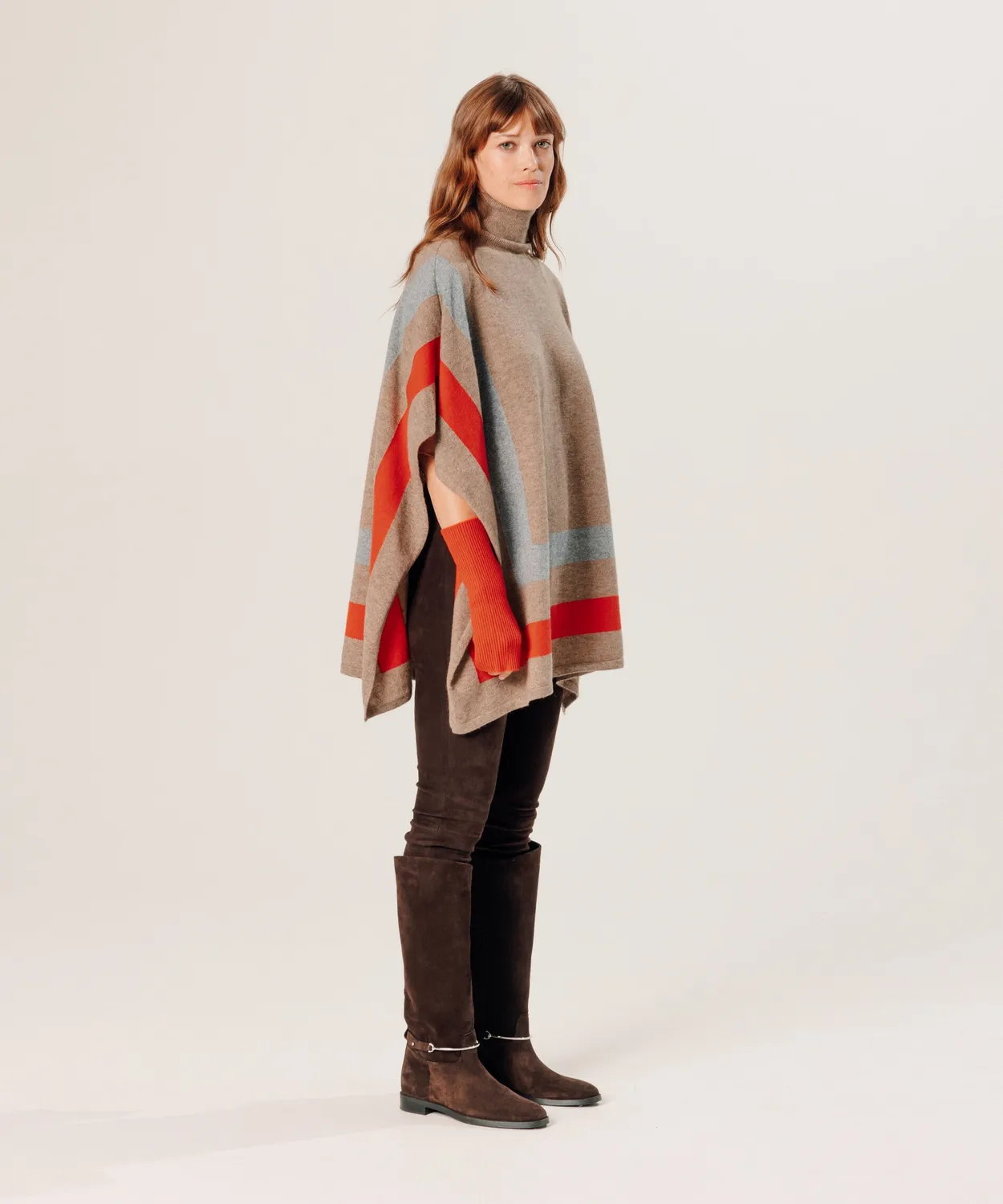 Rodier Poncho in cashmere beige taglia unica