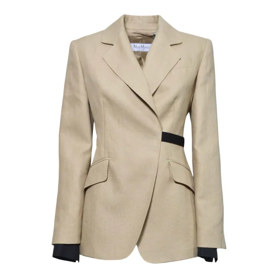 Max Mara 2611041533600 giacca beige 100% lino