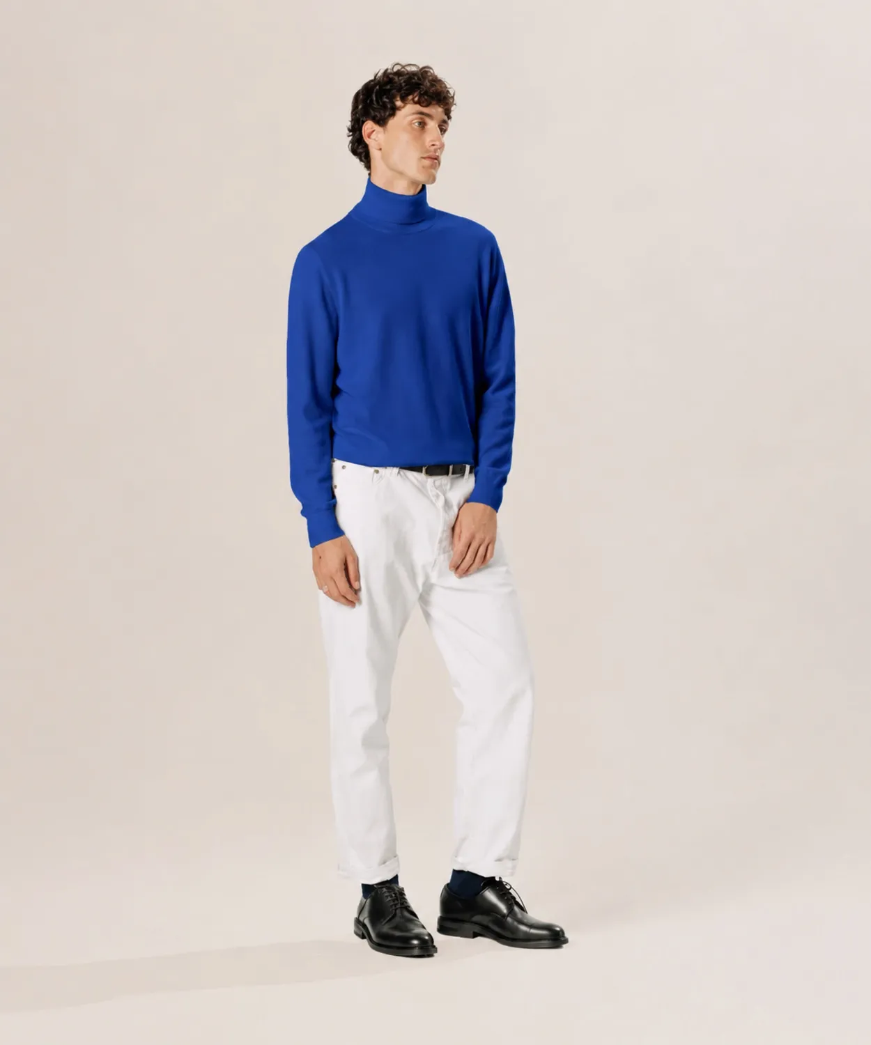 Rodier maglione dolcevita lana merino uomo blu azzurro