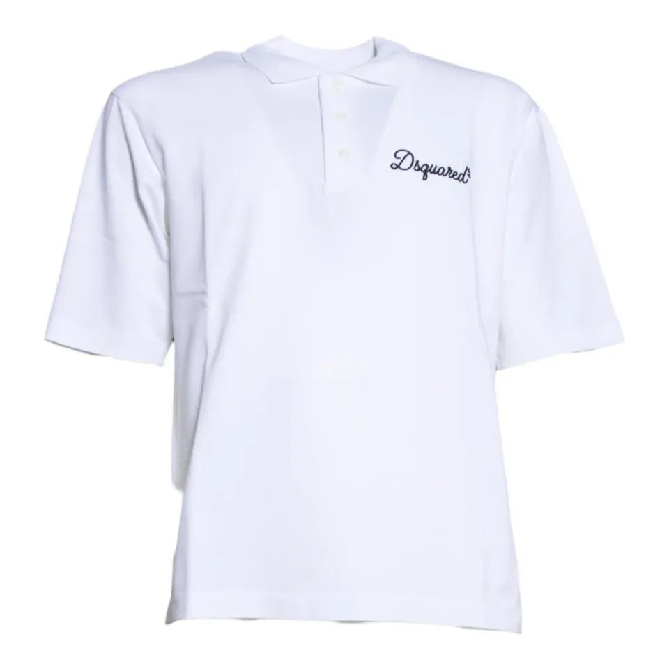 Dsquared2 S74GL0100D20106 Signature polo uomo bianca cotone