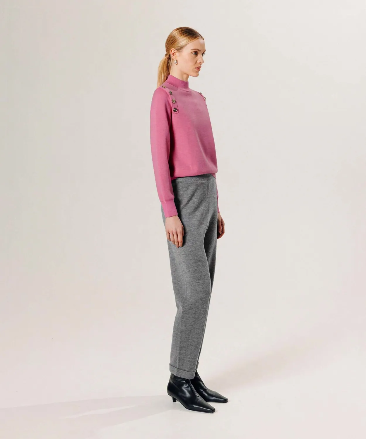 Rodier pantaloni dritti lana merino grigio