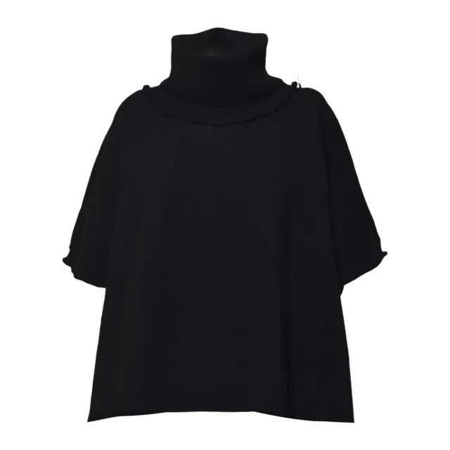 Solotre M3F0047 mantella poncho nero rosa