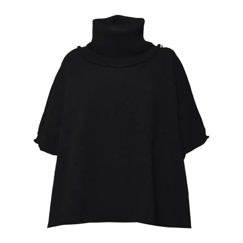 Solotre M3F0047 mantella poncho nero rosa