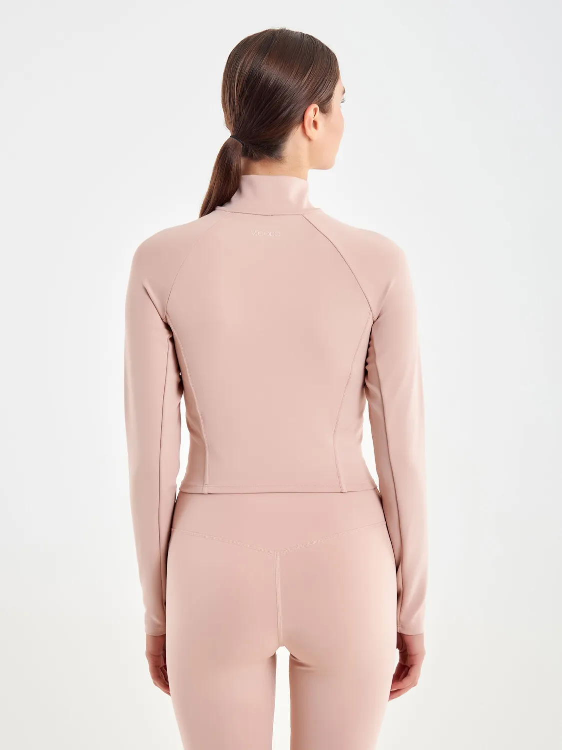 Vicolo Felpa Cropped con Zip rosa tecnico S