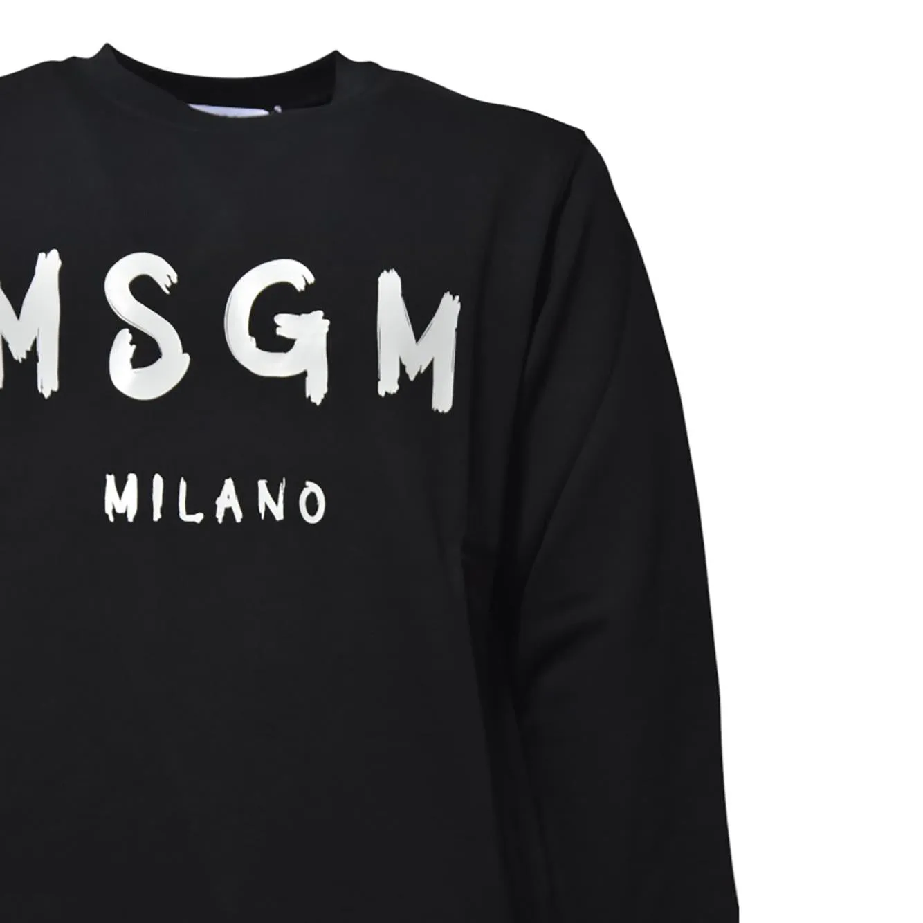 MSGM 2000MM513300000 felpa nera pennellata cotone