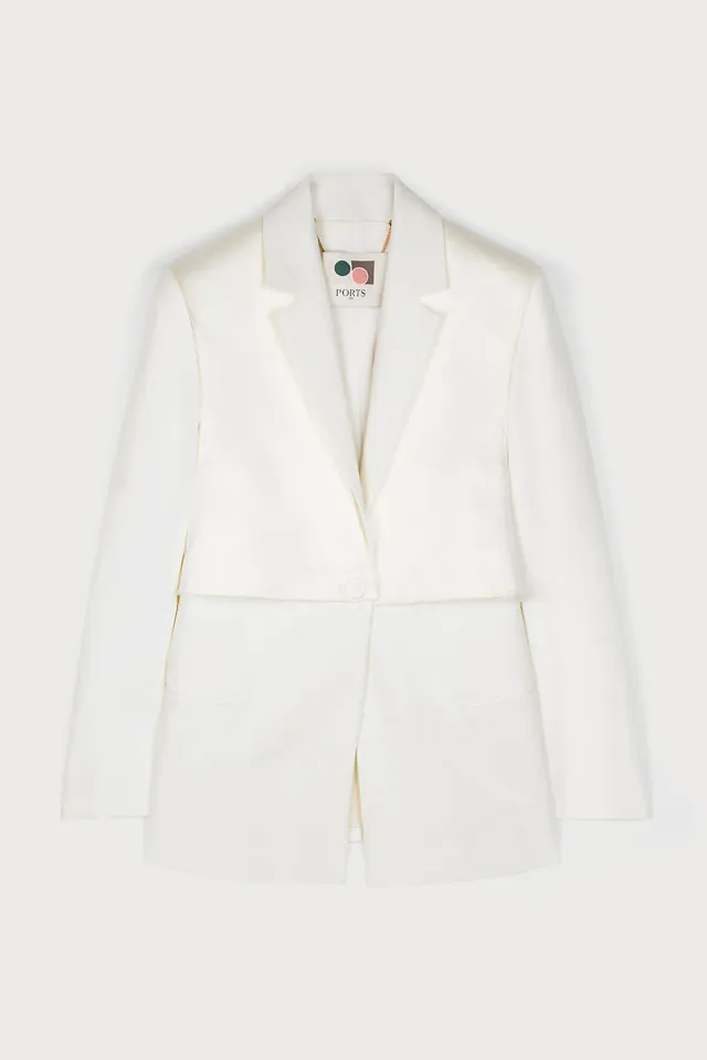 PORTS Chic Dual-Tone PW225BSB03 blazer bianco ottico monopetto