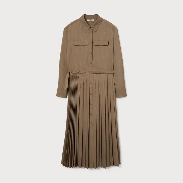 Ports Wool-Blend Pleated chemisier plissettato lana 36