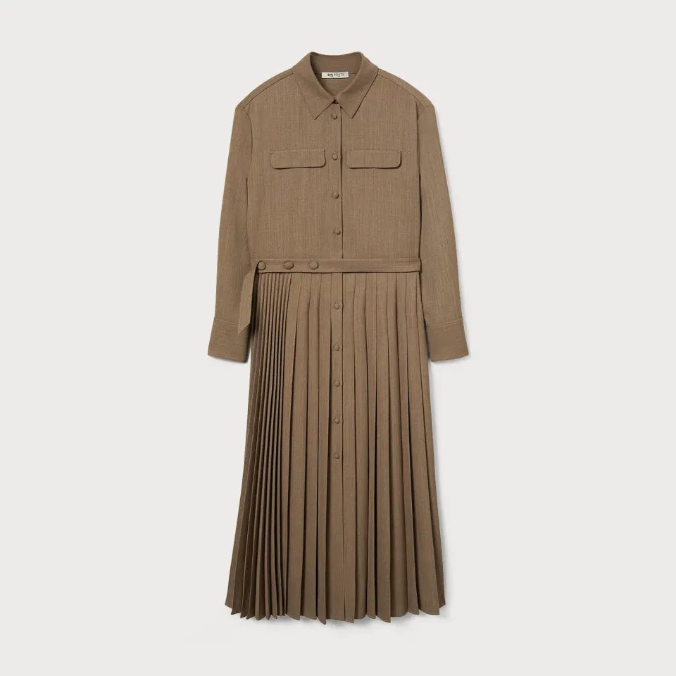 Ports Wool-Blend Pleated chemisier plissettato lana 36