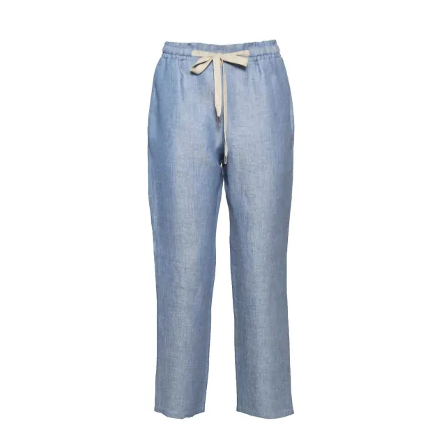 Barba Joke pantalone azzurro lino dritto