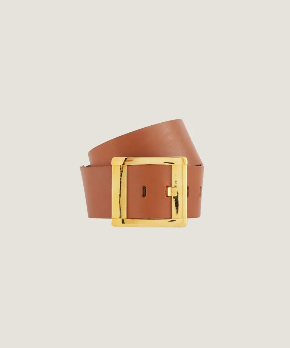 Rodier Cintura Fibbia Oro Marrone Moka