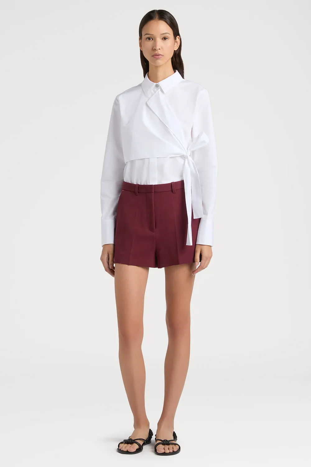 PORTS 1961 No.10 Wrap Shirt camicia bianca cotone