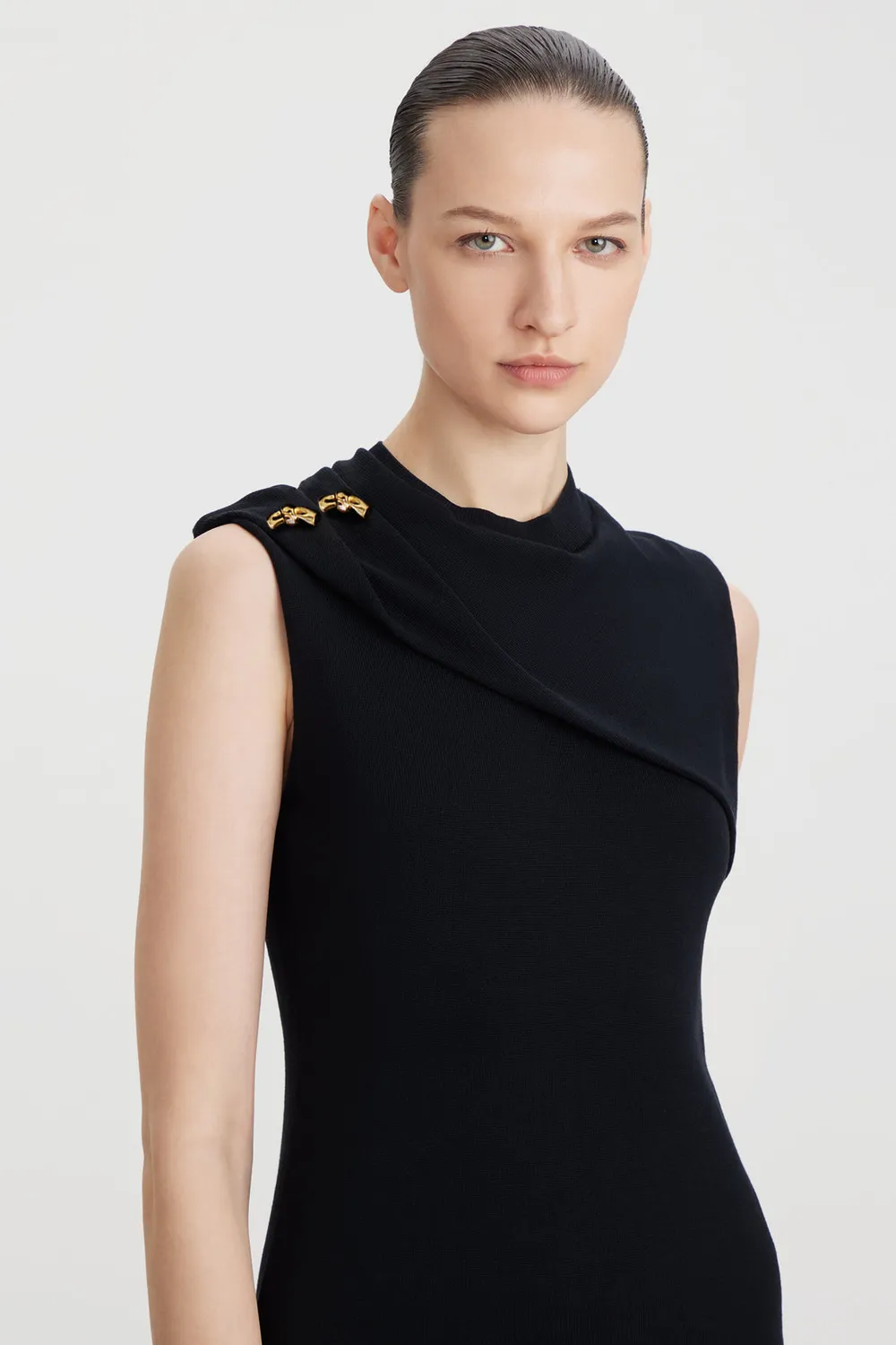 PORTS 1961 Black Draped Knit top nero drappeggiato
