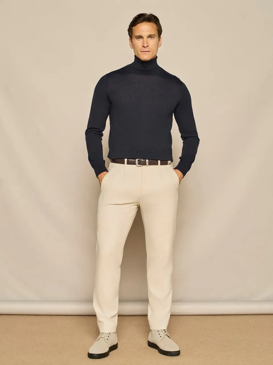 Paul Taylor Leisure Fit flanella pantalone beige
