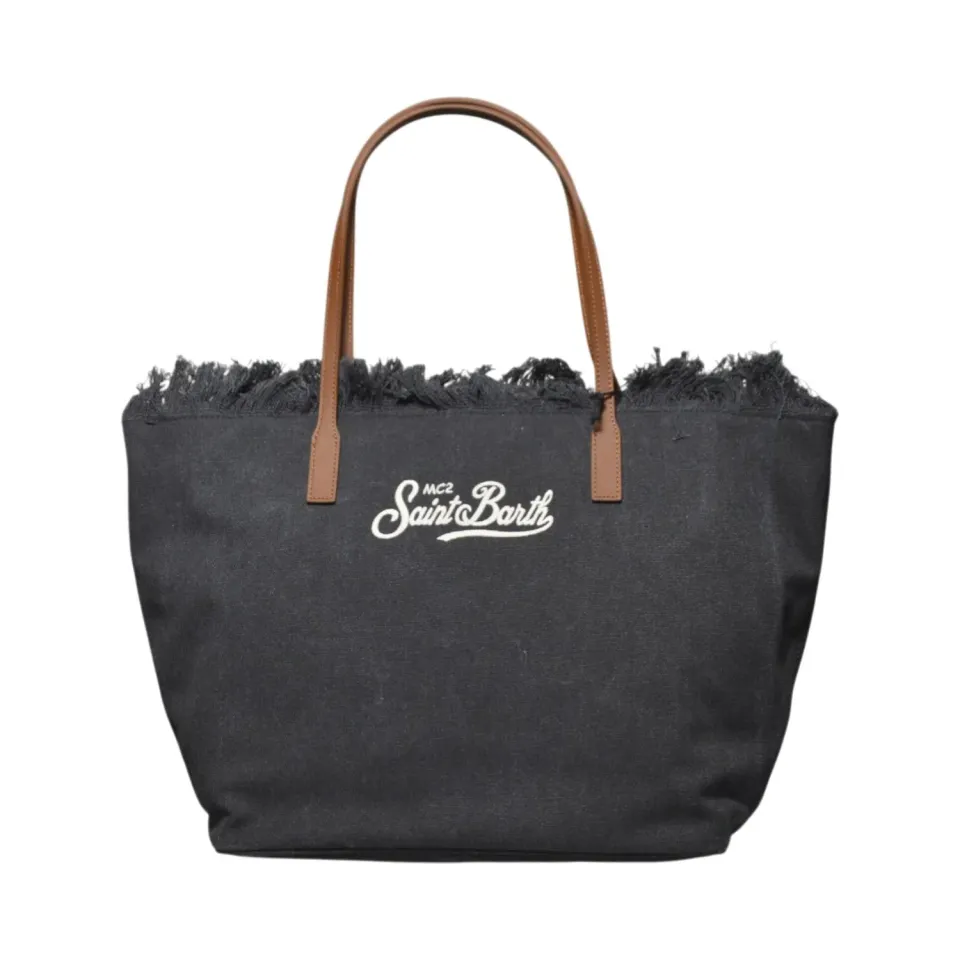 Saint Barth City Bag Fringe CBF0001 shopping bag denim nero