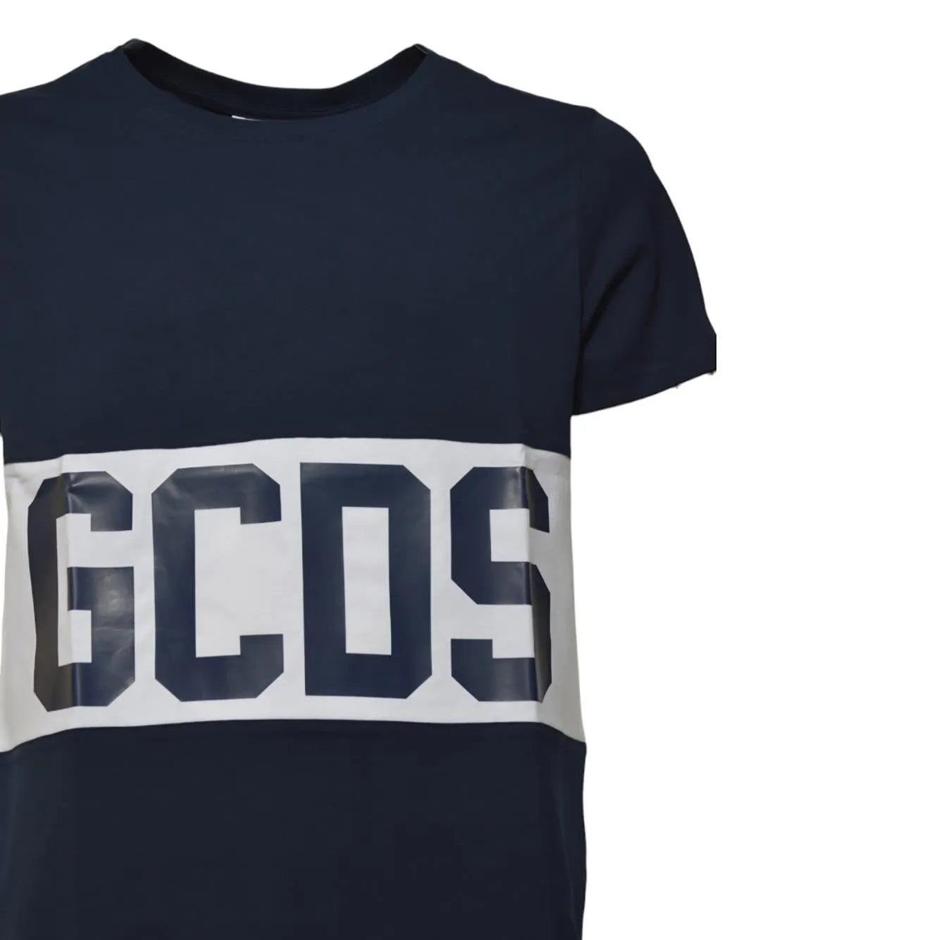 GCDS B1XM2314JA3 t-shirt blu notte logo cotone
