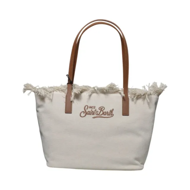 MC2 Saint Barth CBMF001 shopping bag denim bianco frange