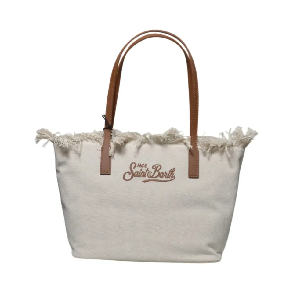 MC2 Saint Barth CBMF001 shopping bag denim bianco frange