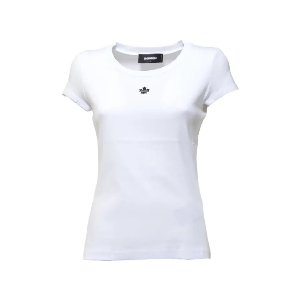 Dsquared2 Maple Leaf S75GD0465D20021 t-shirt bianca cotone