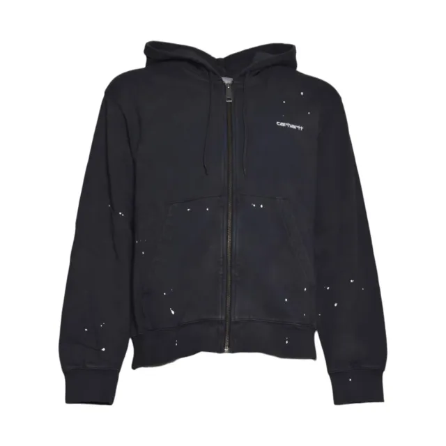 Carhartt WIP I036913 felpa zip nera cappuccio cotone