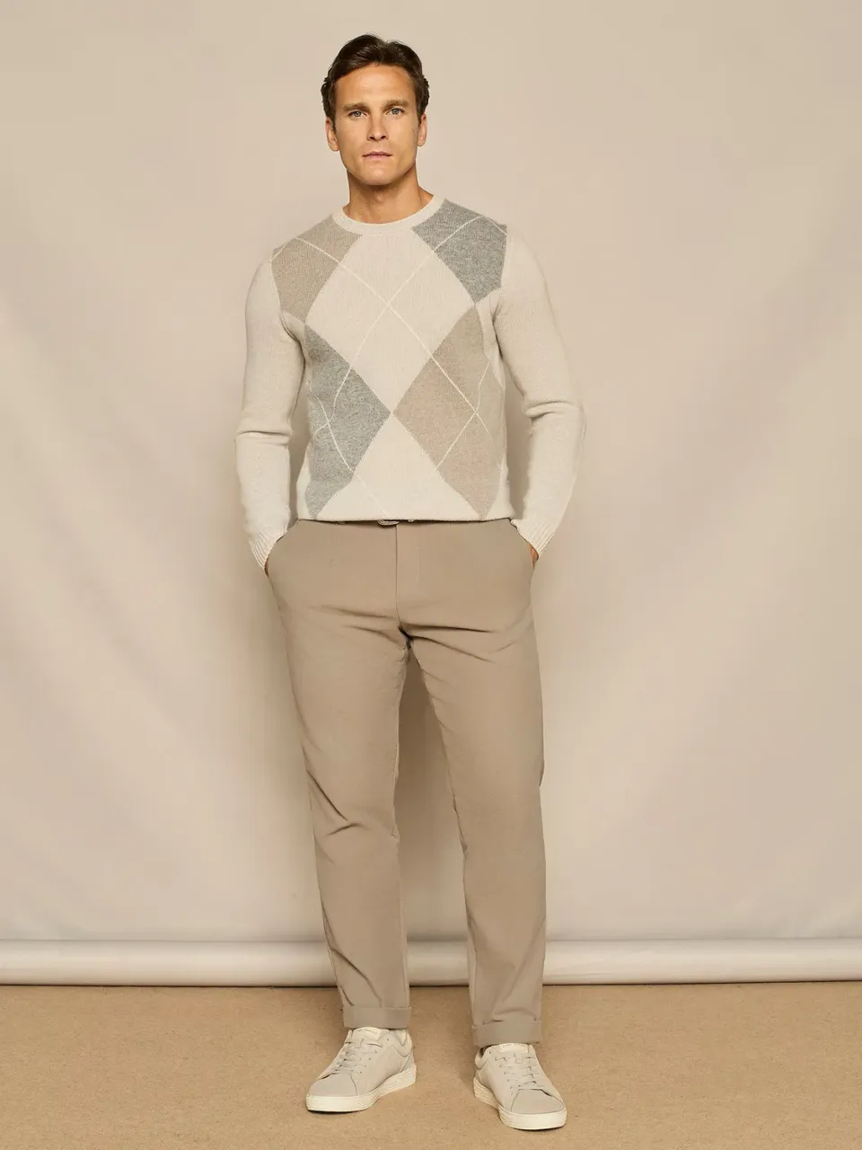 Paul Taylor Wide Fit fustagno pantalone taupe coulisse
