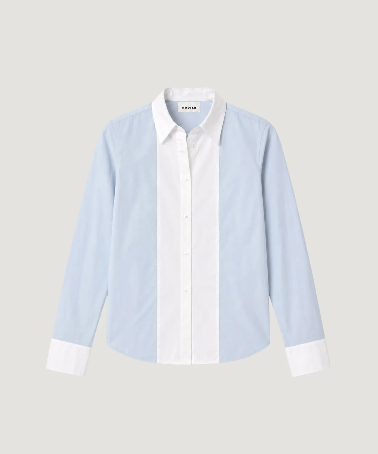Rodier Camicia Cotone Bicolore Donna Azzurra