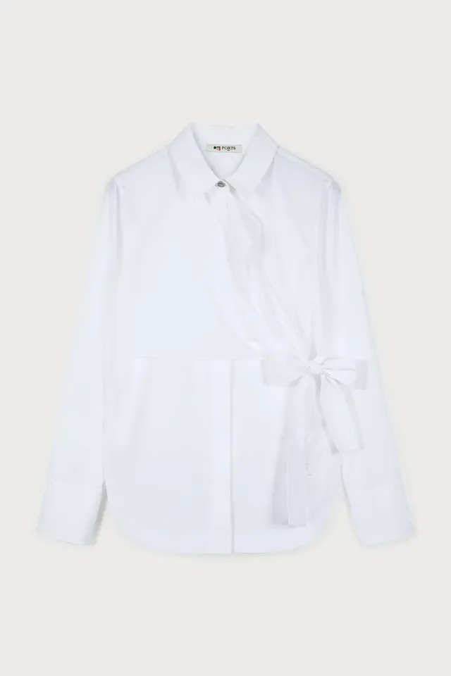 PORTS 1961 No.10 Wrap Shirt camicia bianca cotone