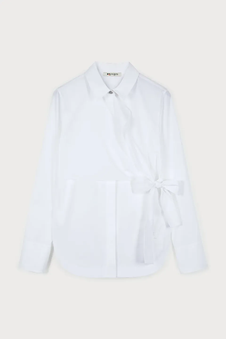 PORTS 1961 No.10 Wrap Shirt camicia bianca cotone