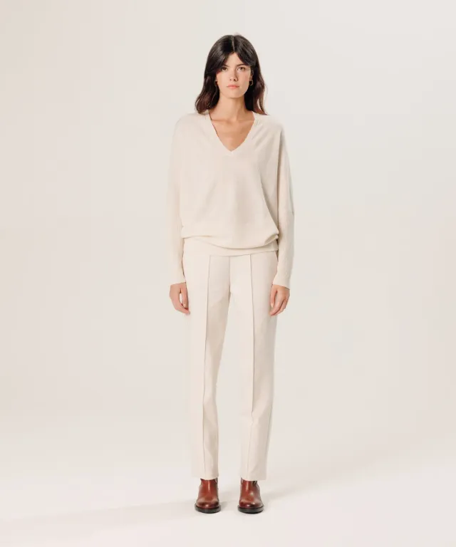 Rodier Maglione oversize cashmere scollo V ecru S-L