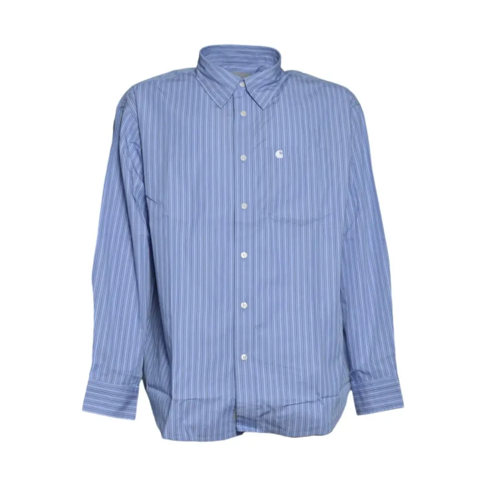 Carhartt WIP I036805 Keene camicia azzurra cotone