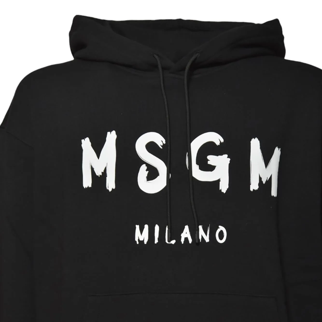 MSGM 2000MM515200000 felpa cappuccio nera logo bianco