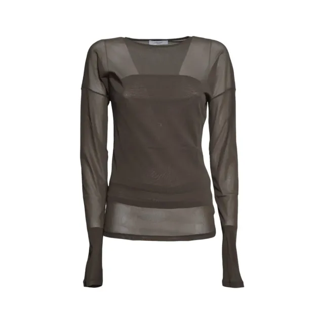 Lemaire Ballerina top maniche lunghe marrone cioccolato