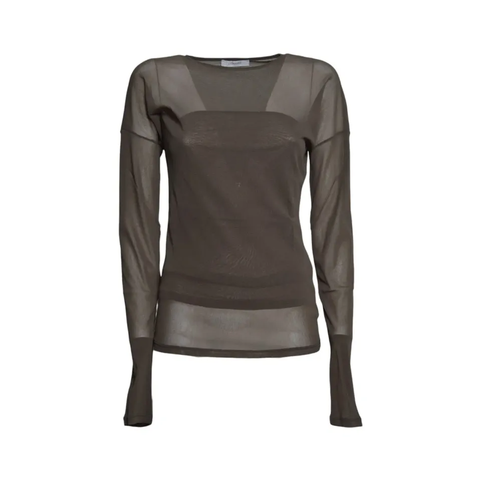 Lemaire Ballerina top maniche lunghe marrone cioccolato