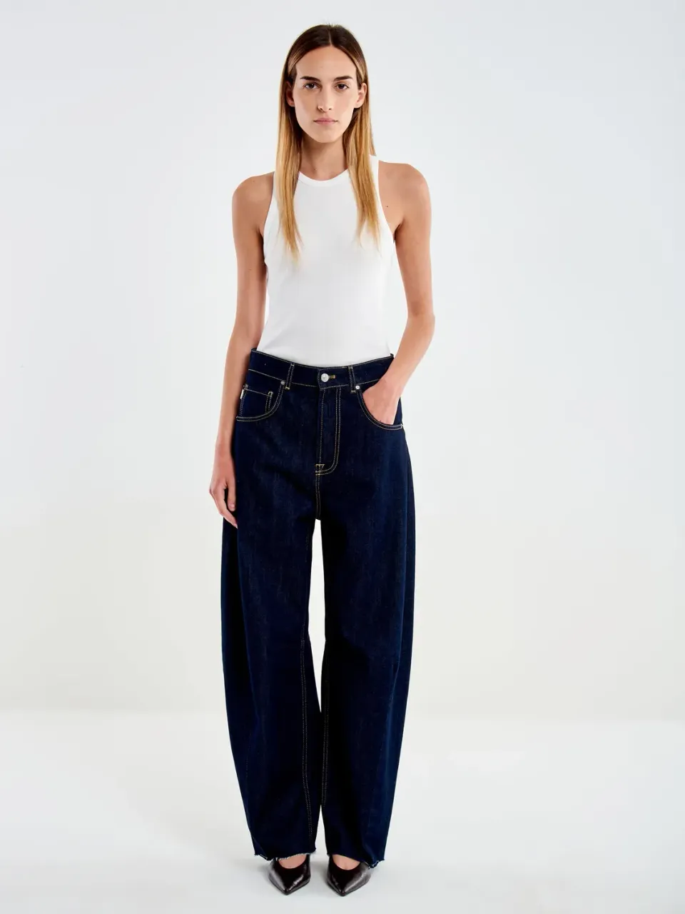 Vicolo Jeans Delia Barrel denim rinse blu taglie XS-L