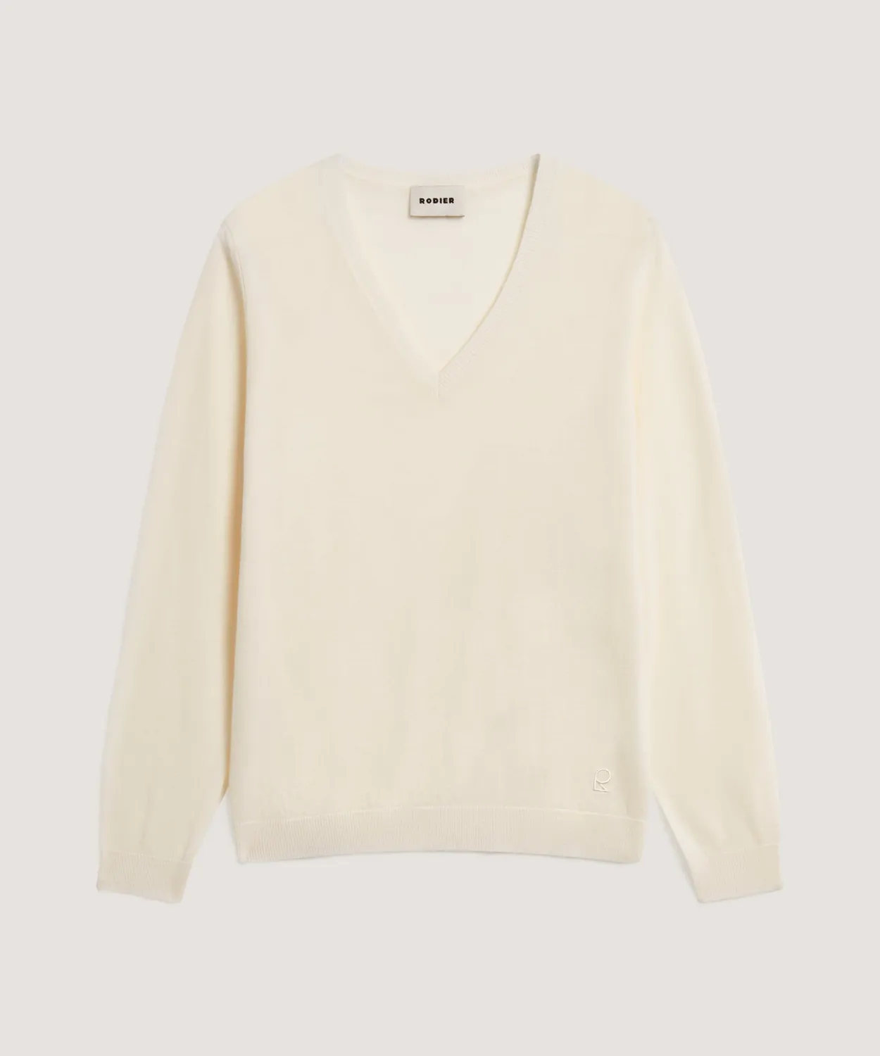 Rodier Maglia V lana merino bianco ecru