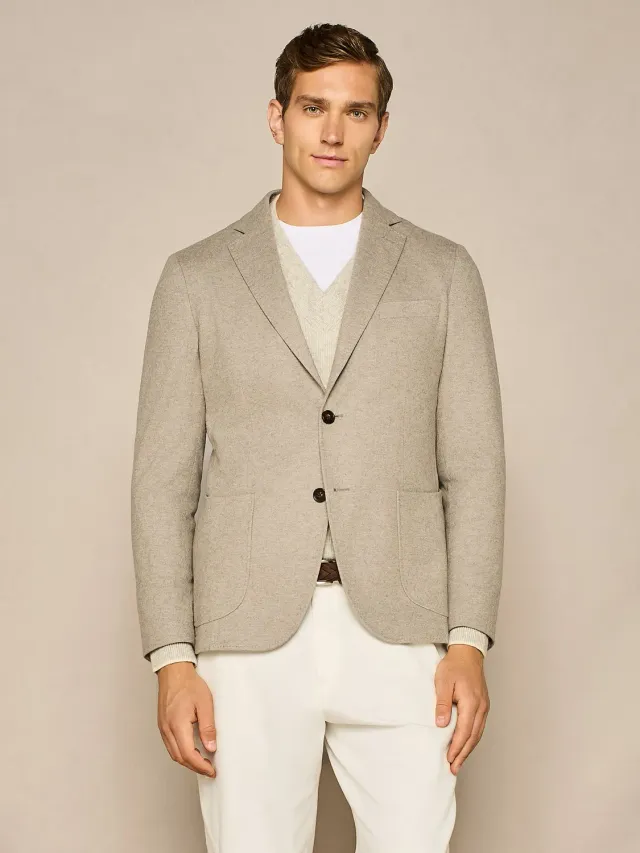 Paul Taylor Jersey giacca sfoderata taupe effetto maglia