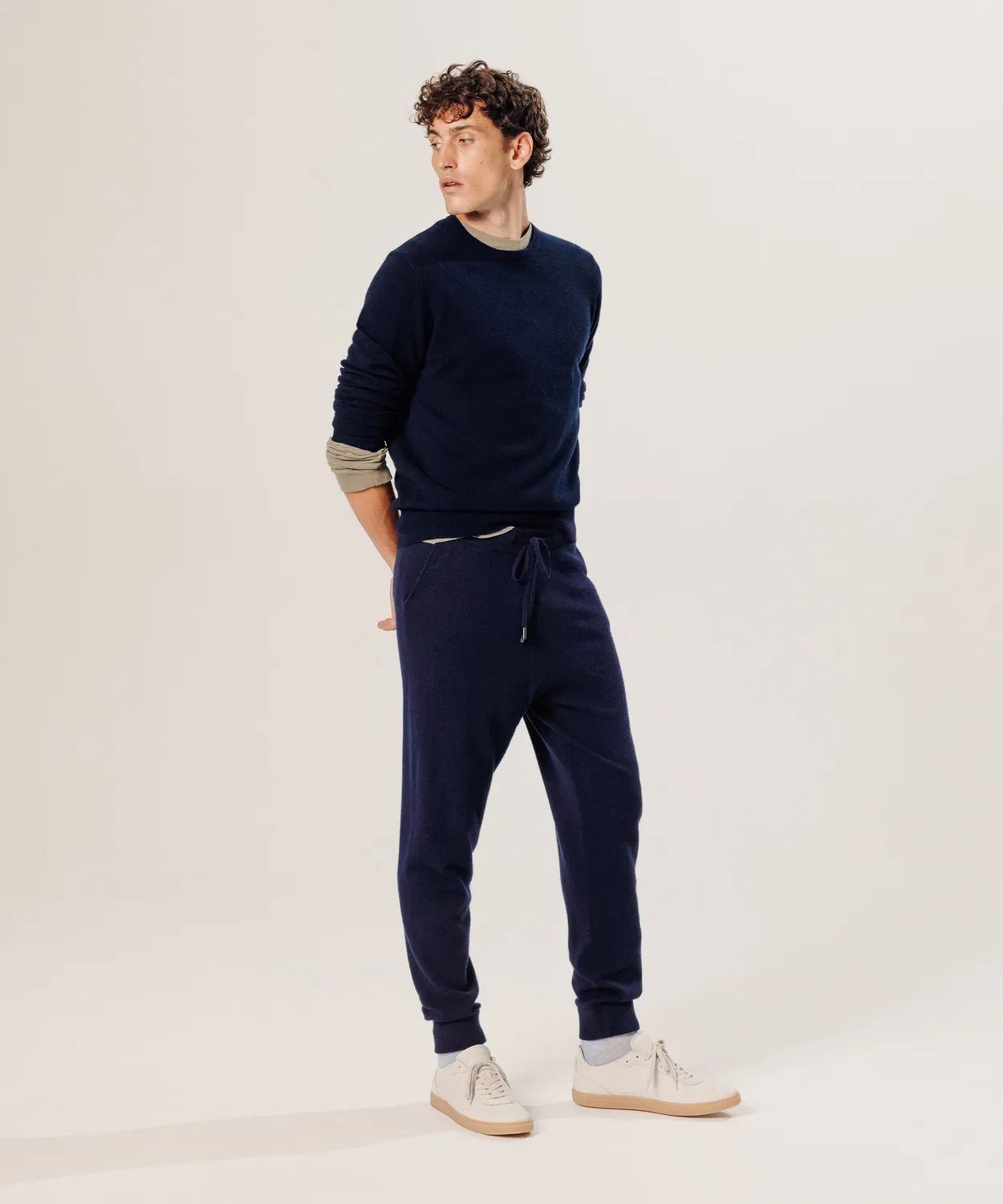 Rodier pantaloni jogging cashmere navy morbidi