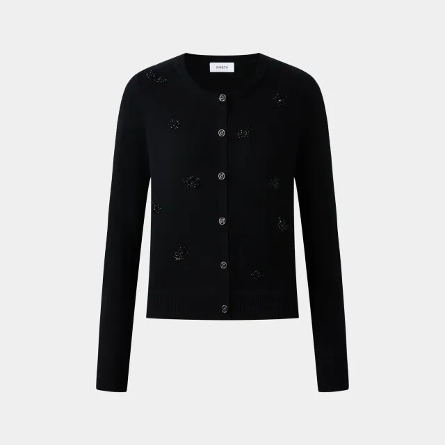 PORTS Cardigan con Bottoni Nero Maglia Nera