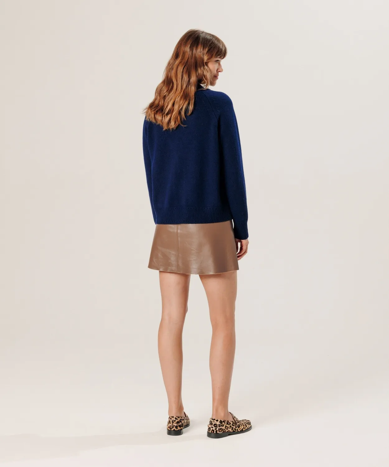 Rodier cardigan cashmere traforato scollo V blu navy
