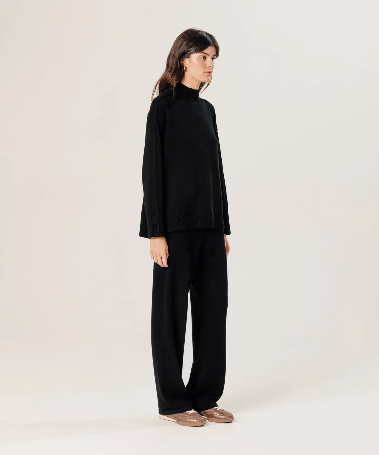 Rodier Maglione cashmere oversize nero collo alto