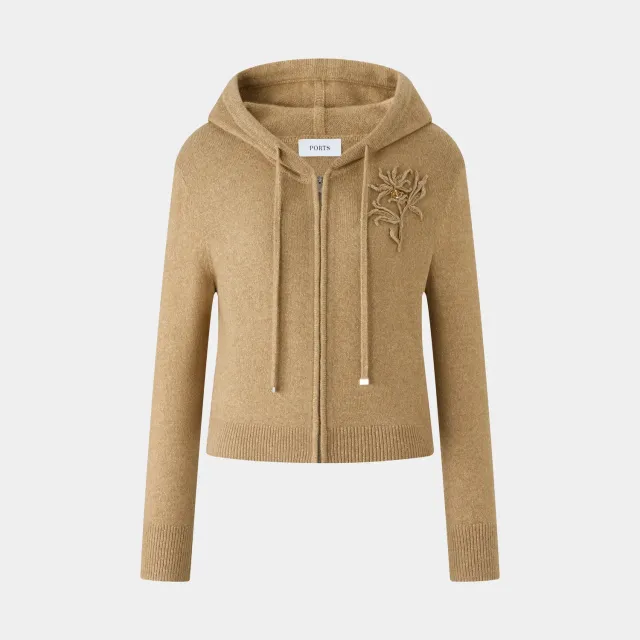 PORTS felpa hoodie zip ricamo floreale sunset donna
