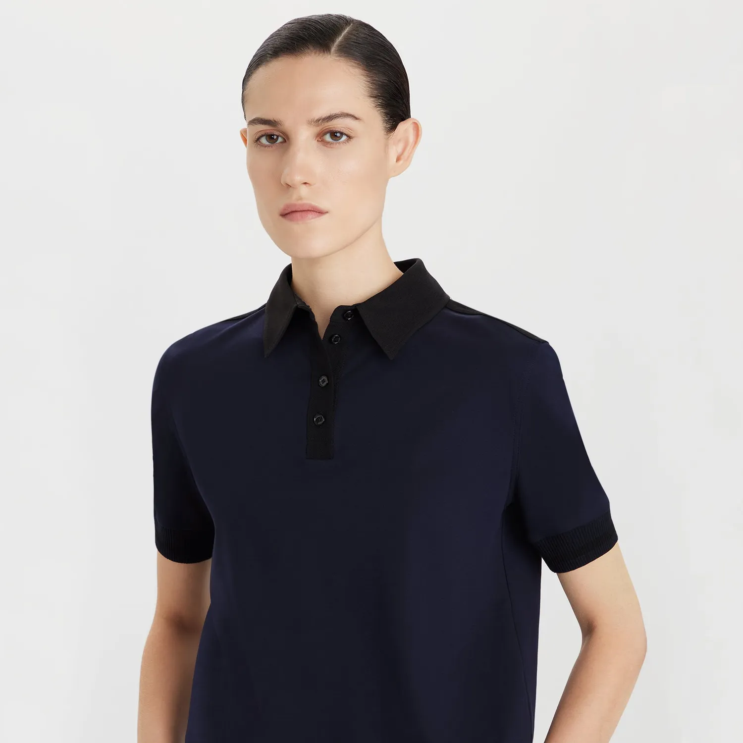 Ports Cotton Jersey Polo Top polo navy cotone
