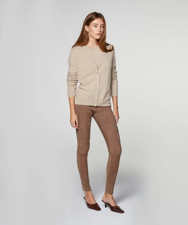Rodier leggings pelle agnello ice brown stretch