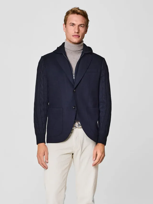 Paul Taylor giacca jersey lana blu pettorina